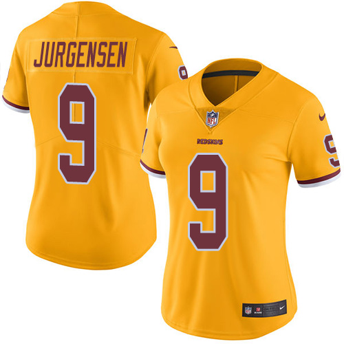 Women's Limited Sonny Jurgensen Nike Jersey Gold - #9 Rush NFL Washington Redskins